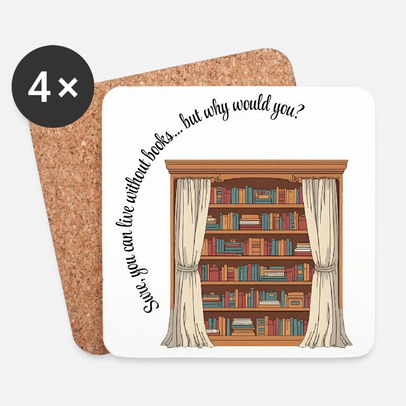 Leben ohne Buch? NEIN! - Untersetzer (4er-Set) - Weiß