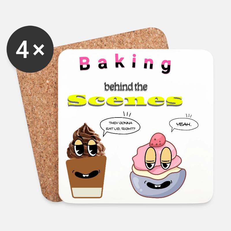 Backen hinter den Kulissen Cartoon Design - Untersetzer (4er-Set) - Weiß