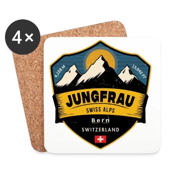 Jungfrau, Swiss Alps,  Switzerland  - Coasters (set of 4) - white - Front