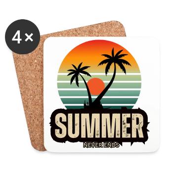 Sommer Action Sonnenuntergang mit Palmen - Untersetzer (4er-Set) - Weiß - Vorne