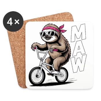 BMX Sloth Rider Bandana - Dessous de verre (lot de 4) - blanc - Devant