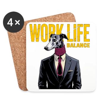 Chien en costume pour l’équilibre vie professionnelle et vie privée - Dessous de verre (lot de 4) - blanc - Devant