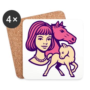 Horse Girl Pop Art Pink - Coasters (set of 4) - white - Front
