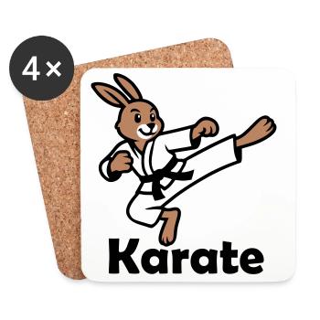 Karaté Lapin - Dessous de verre (lot de 4) - blanc - Devant