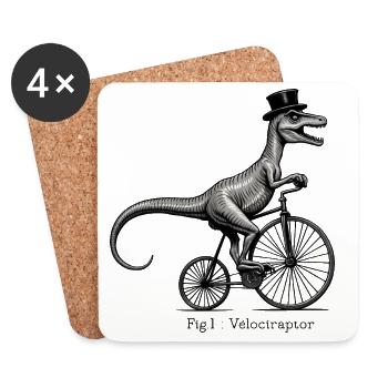Velociraptor - Dessous de verre (lot de 4) - blanc - Devant