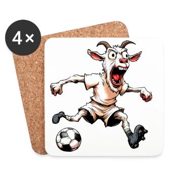 Ziegen Fussball - Untersetzer (4er-Set) - Weiß - Vorne