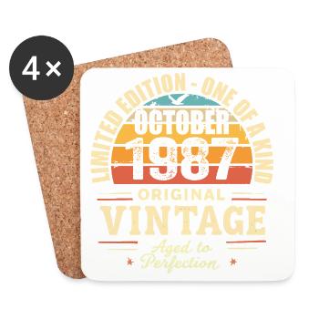 Retro October 1987 - birthday october 1987 - Coasters (set of 4) - white - Front