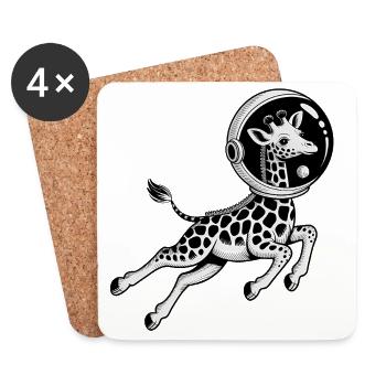 Girafe dans l'espace - Logo Cool Astonomy - Dessous de verre (lot de 4) - blanc - Devant