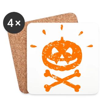 Gruseliger Jolly Roger Kürbis Halloween orange - Untersetzer (4er-Set) - Weiß - Vorne