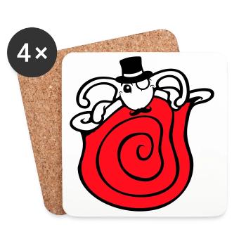 M. Escargot Sir Cylindre Monocle Riche Riche - Dessous de verre (lot de 4) - blanc - Devant