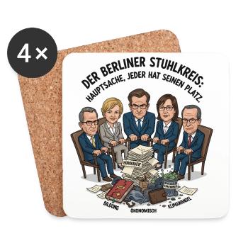 Der Berliner Stuhlkreis - Untersetzer (4er-Set) - Weiß - Vorne