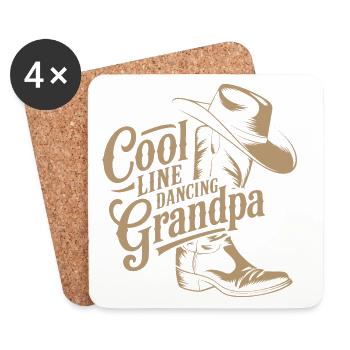 Danse en ligne décontractée de cow-boy avec grand-père qui dit - Dessous de verre (lot de 4) - blanc - Devant
