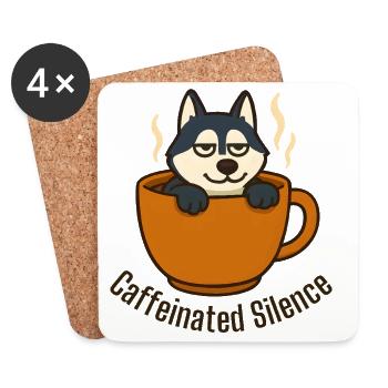 Husky entspannt sich in der Kaffeetasse - Untersetzer (4er-Set) - Weiß - Vorne
