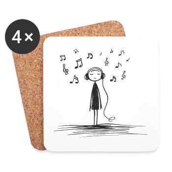 Listening Music - Untersetzer (4er-Set) - Weiß - Vorne