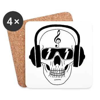Totenkopf und Musik - Untersetzer (4er-Set) - Weiß - Vorne