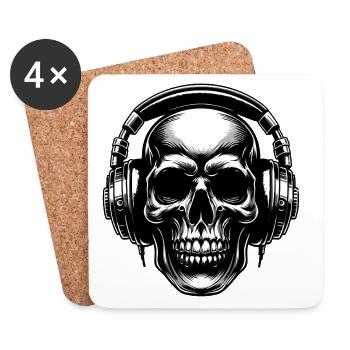 Skull with headphones eye-catching design - Coasters (set of 4) - white - Front