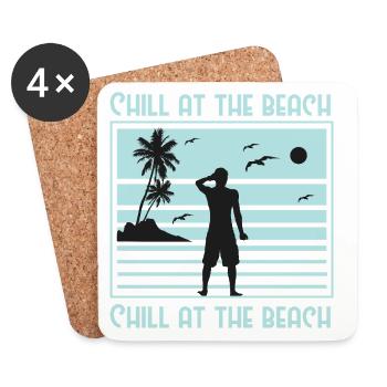 Relaxed Beach Silhouette Design - Coasters (set of 4) - white - Front
