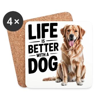 Life Is Better With a Dog - Coasters (set of 4) - white - Front