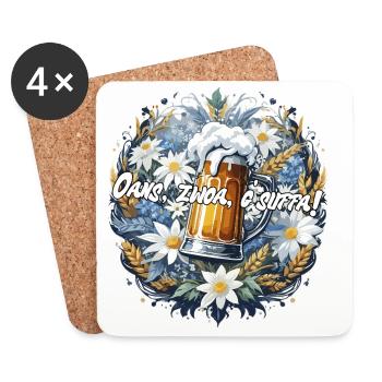 Bayerisches Bierfestival Oans, zwoa, g'suffa! - Untersetzer (4er-Set) - Weiß - Vorne