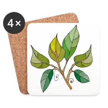 leaves - Coasters (set of 4) - white - Front