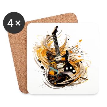 electric guitar guitar guitarist music instrument rock - Coasters (set of 4) - white - Front