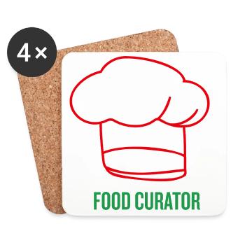 Motif de chef avec toque de chef - Dessous de verre (lot de 4) - blanc - Devant