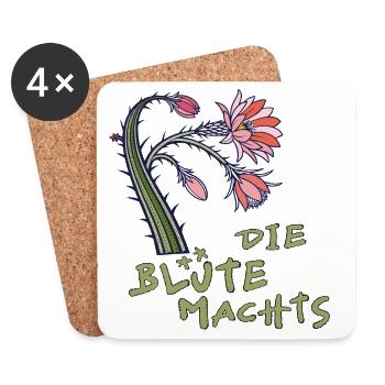 Cactus avec fleur et dicton - Dessous de verre (lot de 4) - blanc - Devant