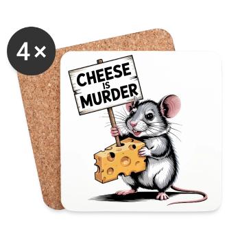 Cheese Is Murder Mouse - Coasters (set of 4) - white - Front