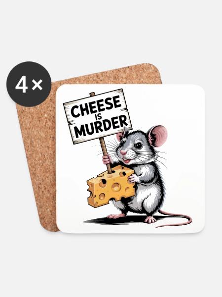 Käse ist die Mördermaus - Untersetzer (4er-Set) - Weiß