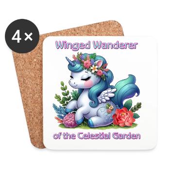 Licorne ailée du jardin céleste - Dessous de verre (lot de 4) - blanc - Devant