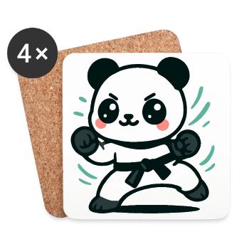 Cute Panda Martial Arts Design - Coasters (set of 4) - white - Front