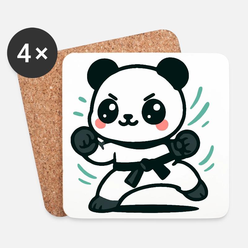 Niedliches Panda Martial Arts Design - Untersetzer (4er-Set) - Weiß
