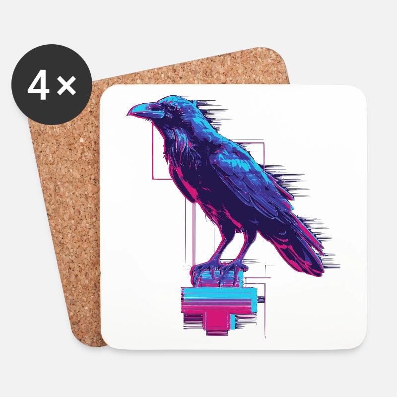 Neon Rabe - Untersetzer (4er-Set) - Weiß