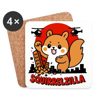 Squirrelzilla Urbanes Abenteuer - Untersetzer (4er-Set) - Weiß - Vorne