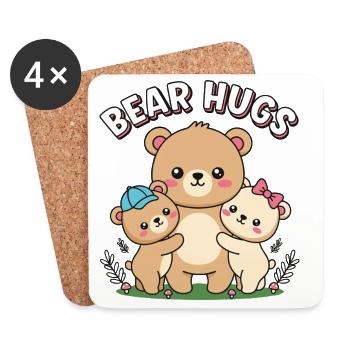 Adorable Bear Hugs Cartoon Design - Coasters (set of 4) - white - Front