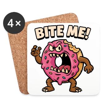 Aggressive Donut Monster Design - Coasters (set of 4) - white - Front