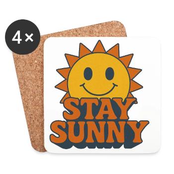 Optimistischer sonniger Smiley-Druck - Untersetzer (4er-Set) - Weiß - Vorne