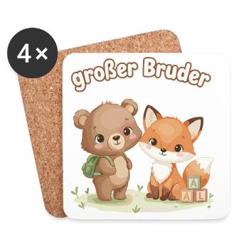 Big Brother Bear et Renard - Dessous de verre (lot de 4) - blanc - Devant
