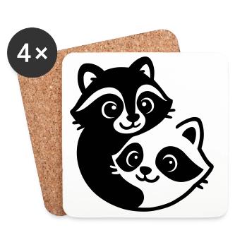 Ying Yang Dachs Pärchen - Untersetzer (4er-Set) - Weiß - Vorne
