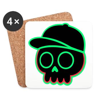 Neon Schädel Cap - Untersetzer (4er-Set) - Weiß - Vorne