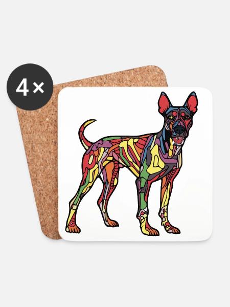 Dobermann Hund Halloween Comic Lustig - Untersetzer (4er-Set) - Weiß