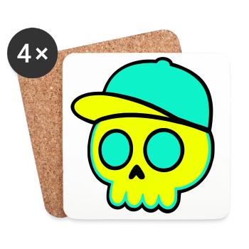 Neon Schädel Cap Streetwear - Untersetzer (4er-Set) - Weiß - Vorne