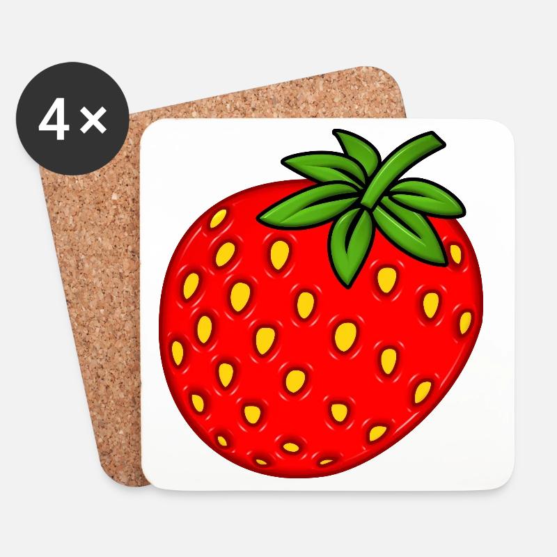 Erdbeere - Untersetzer (4er-Set) - Weiß