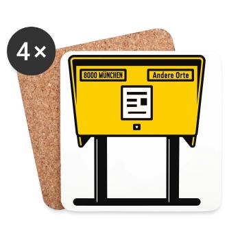 Munich Yellow Mailbox - Coasters (set of 4) - white - Front
