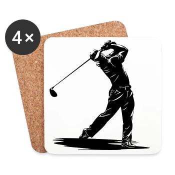 Golfer Swing Silhouette - Coasters (set of 4) - white - Front