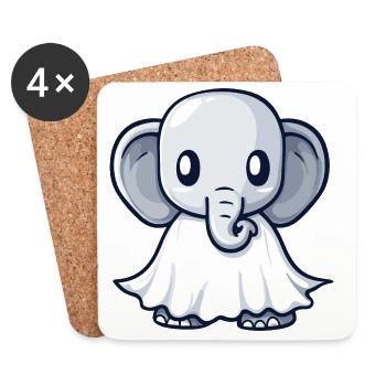 Éléphant Halloween Fantôme - Dessous de verre (lot de 4) - blanc - Devant