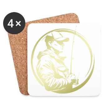 Fishing Silhouette Fisherman - Coasters (set of 4) - white - Front