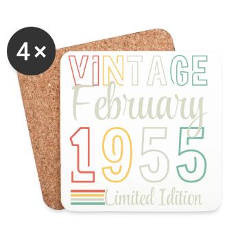 Vintage Février 1955 – Édition Limitée Anniversair - Dessous de verre (lot de 4) - blanc - Devant