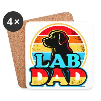 Retro Lab Papa, Labrador Hund Papa - Untersetzer (4er-Set) - Weiß - Vorne