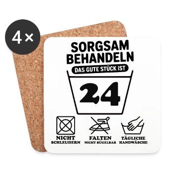 24 Geburtstag – Sorgsam Behandeln Lustiges  - Untersetzer (4er-Set) - Weiß - Vorne